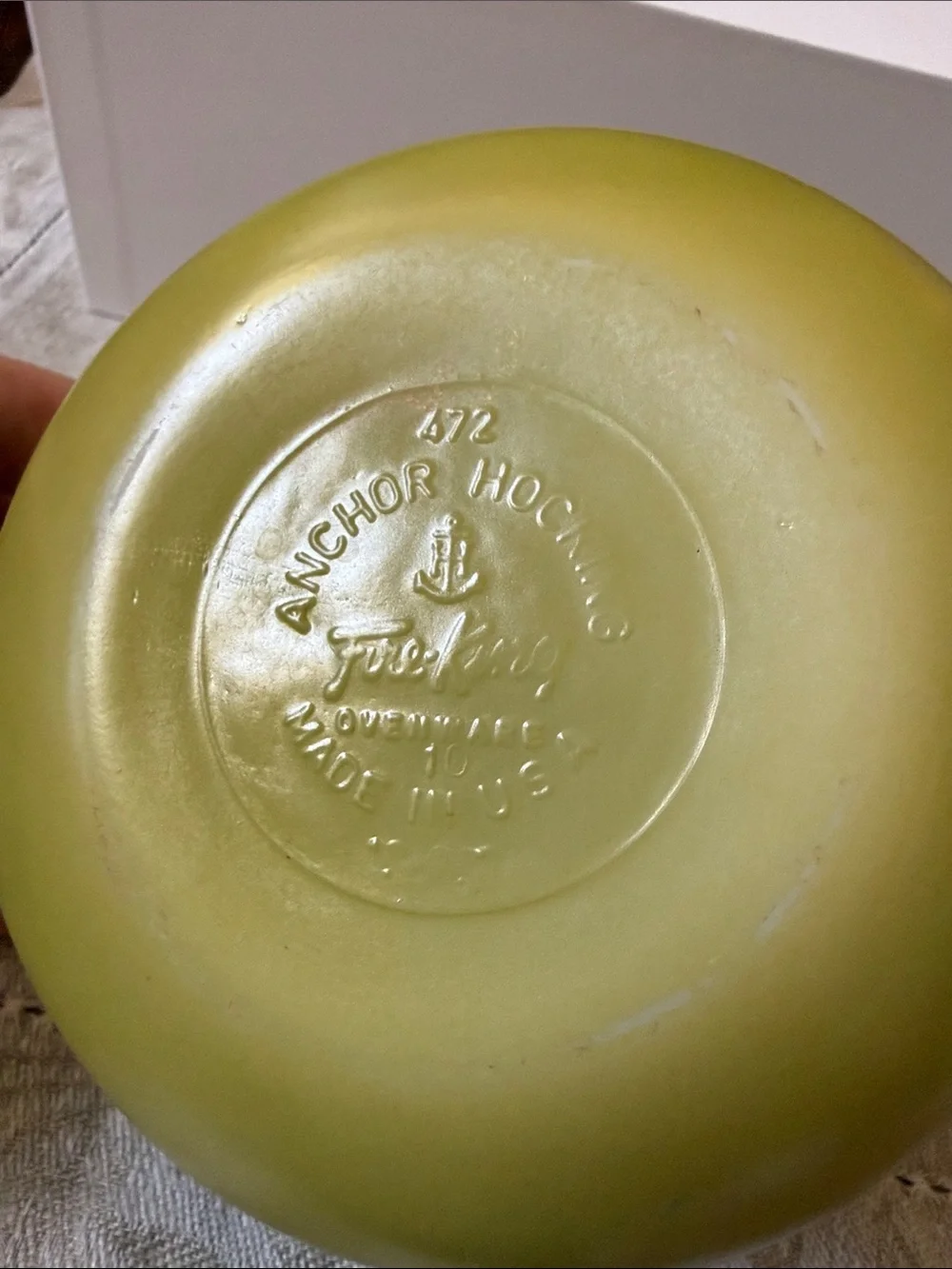 Anchor Hocking Fire King #472 individual casserole backing dish avocado green
